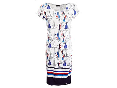Letní šaty se vzorem plachetnic - vel.38
